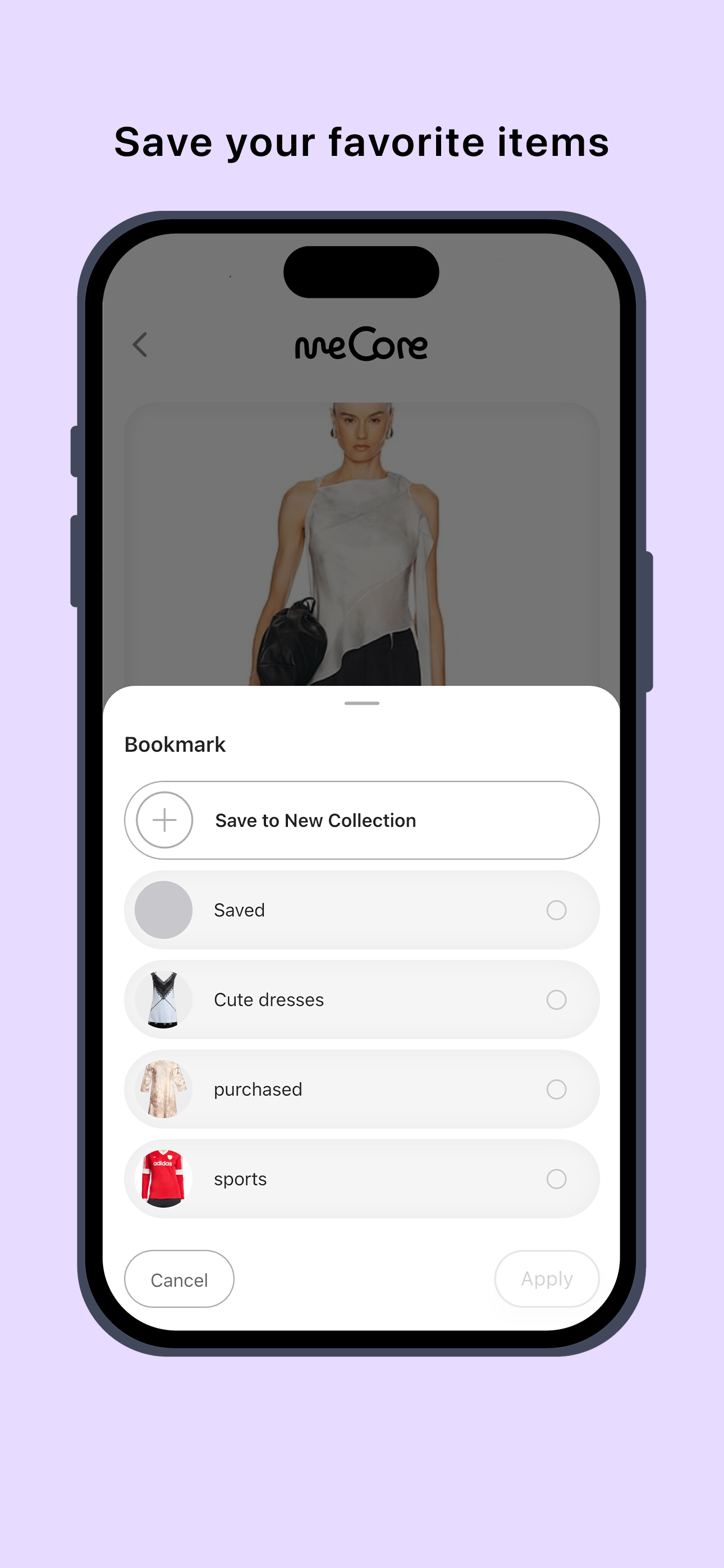 meCore app: Save your favorite items