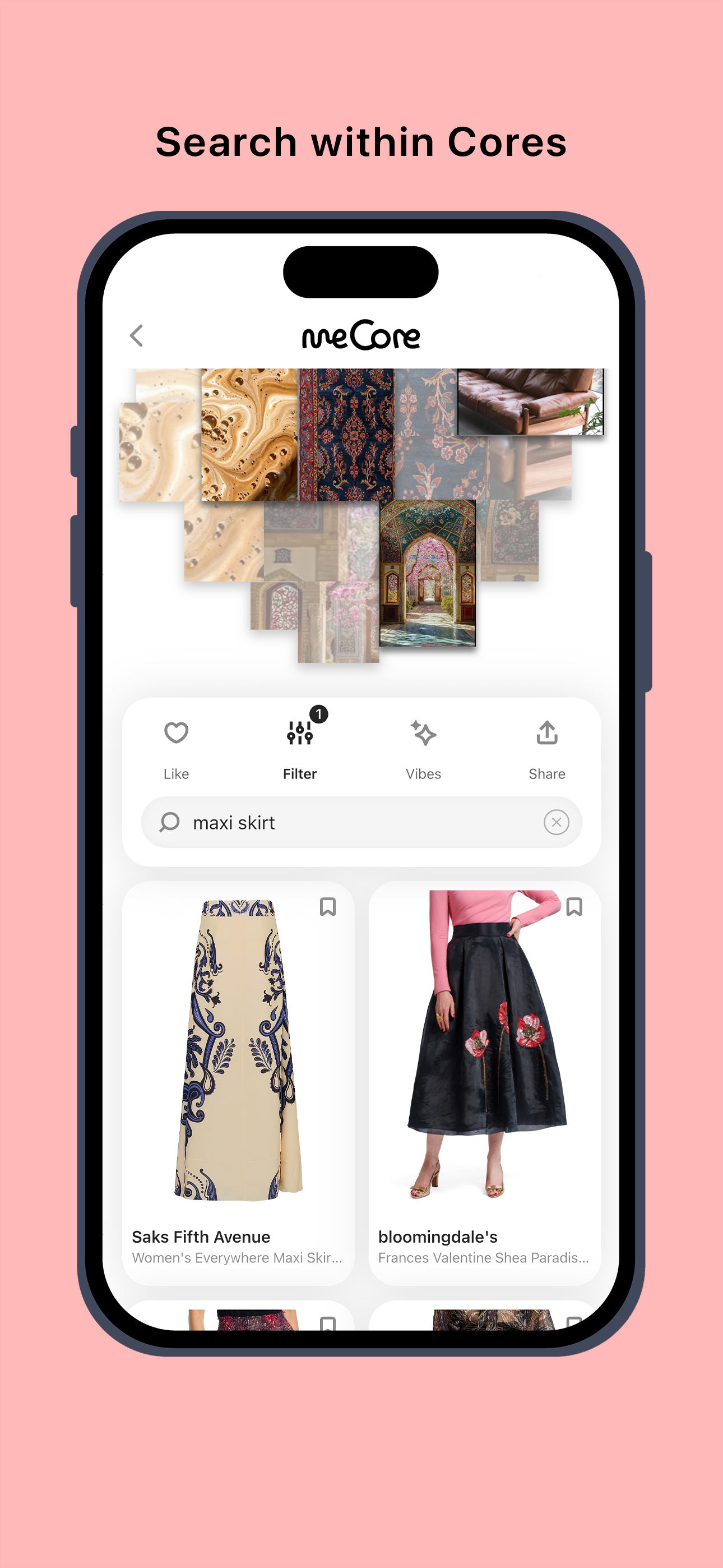 meCore app: Search within Cores